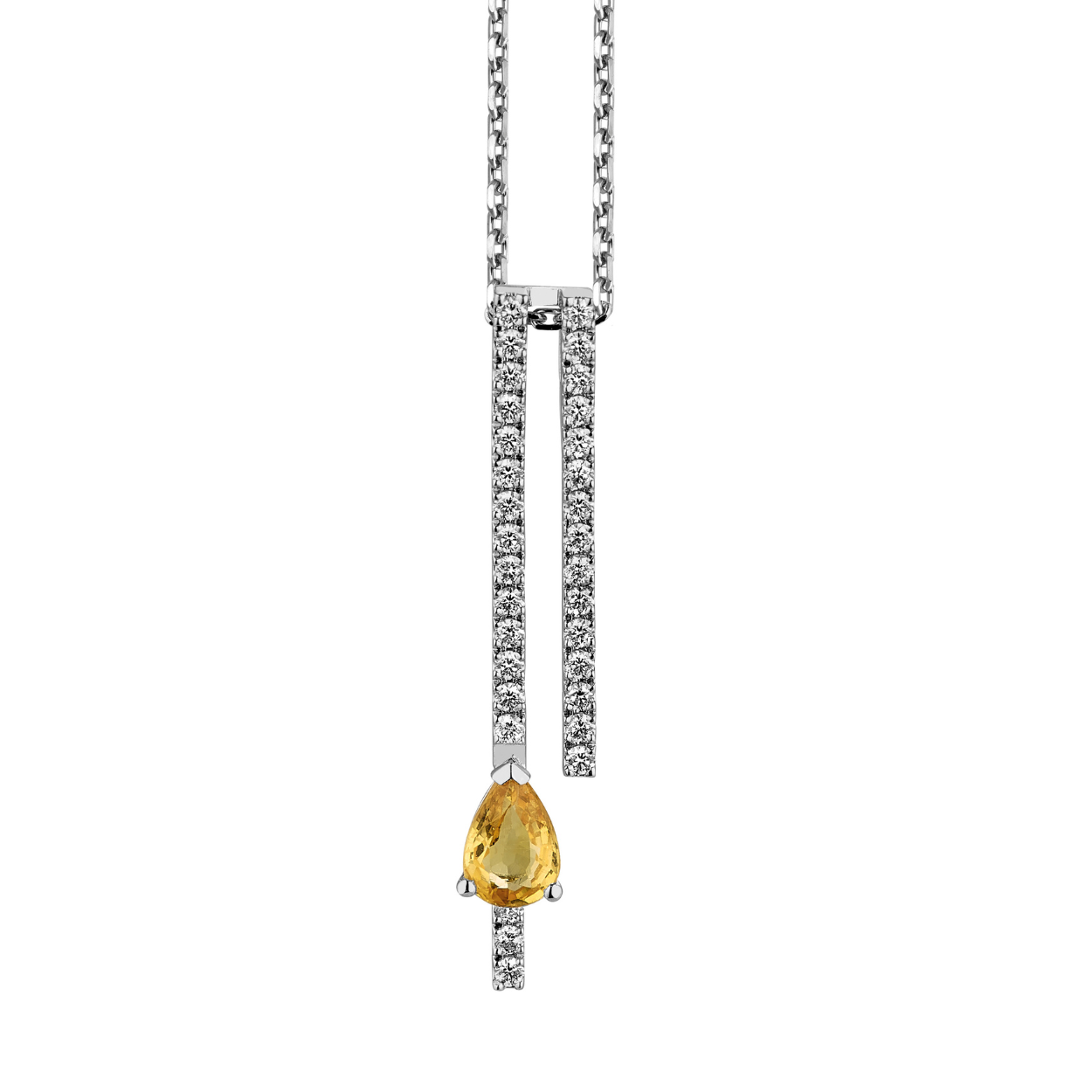 COLLIER OR SAPHIR JAUNE DIAMANTS - MOUTARDE