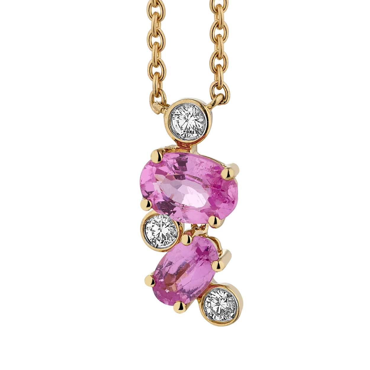 COLLIER OR SAPHIR ROSE DIAMANTS - CHERRY