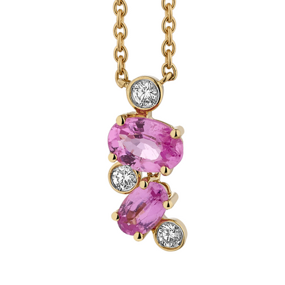 COLLIER OR SAPHIR ROSE DIAMANTS - CHERRY