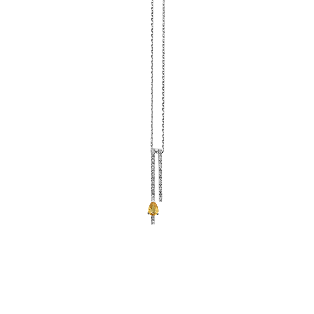 COLLIER OR SAPHIR JAUNE DIAMANTS - MOUTARDE