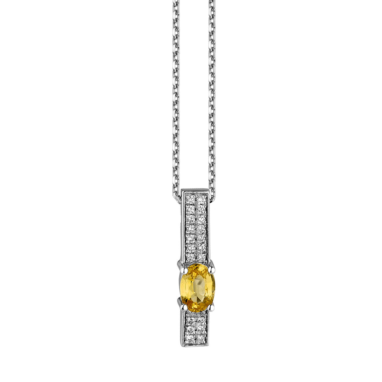 COLLIER OR SAPHIR JAUNE DIAMANTS - MIMOSA