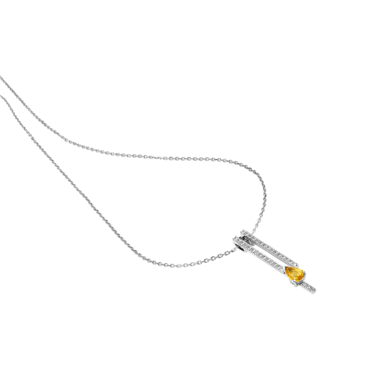 COLLIER OR SAPHIR JAUNE DIAMANTS - MOUTARDE