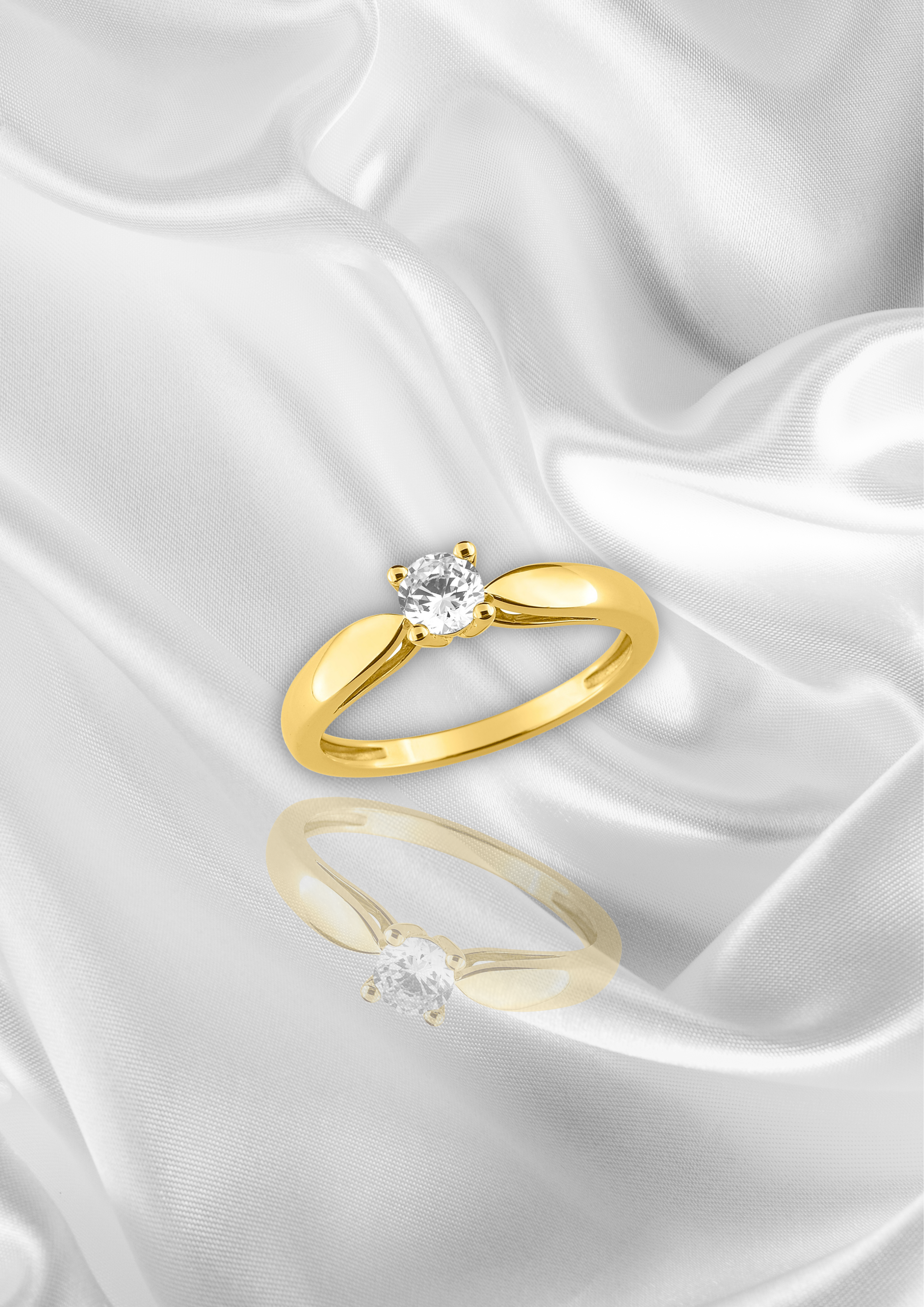 Solitaire diamant or jaune