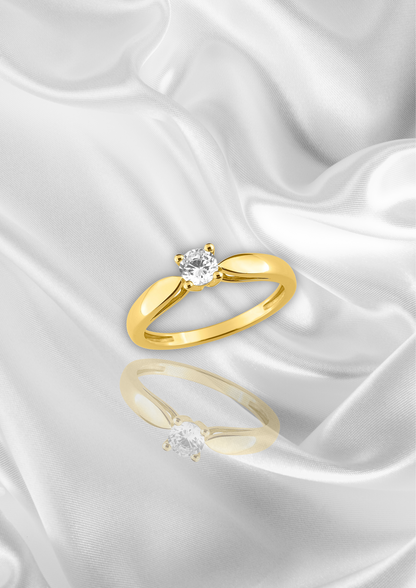 Solitaire diamant or jaune