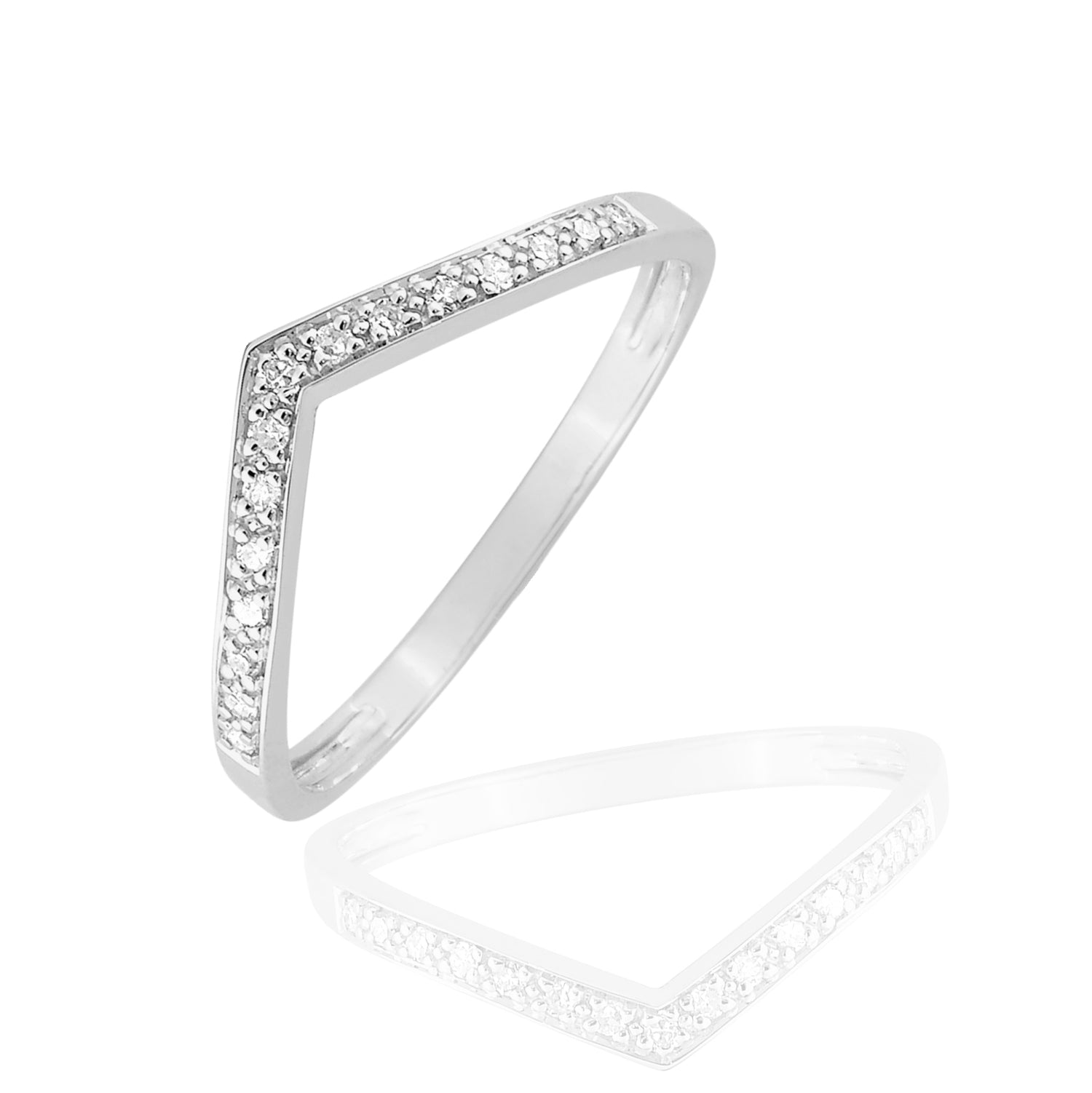 V RING SET WITH DIAMOND GRAIN - MONA