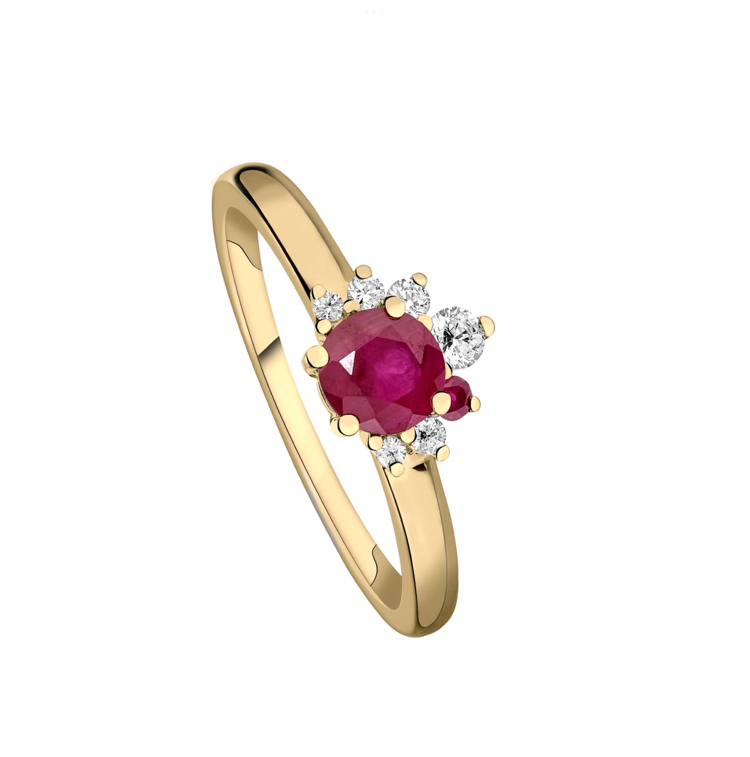 bague or jaune diamants et rubis.