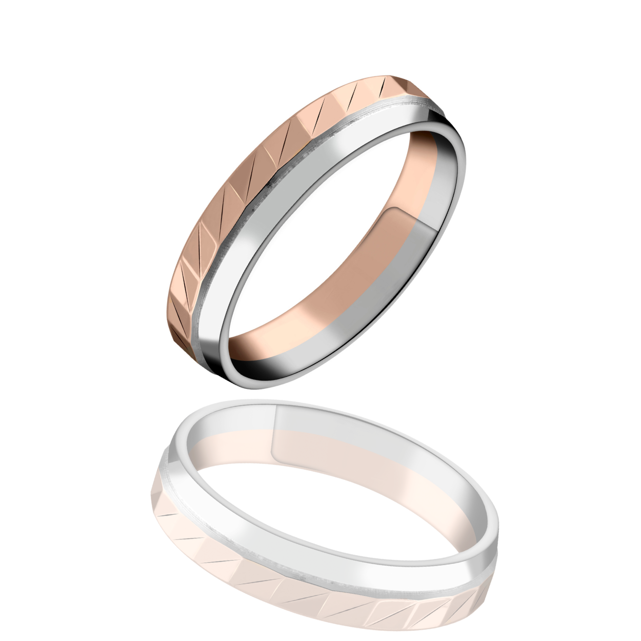 Bague or rose et blanc bicolore 