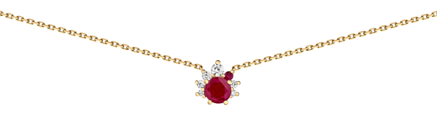 collier or rose rubis et diamants