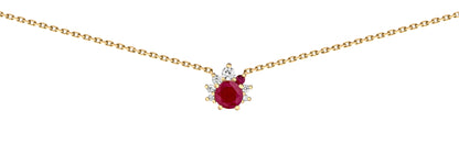 collier or rose rubis et diamants