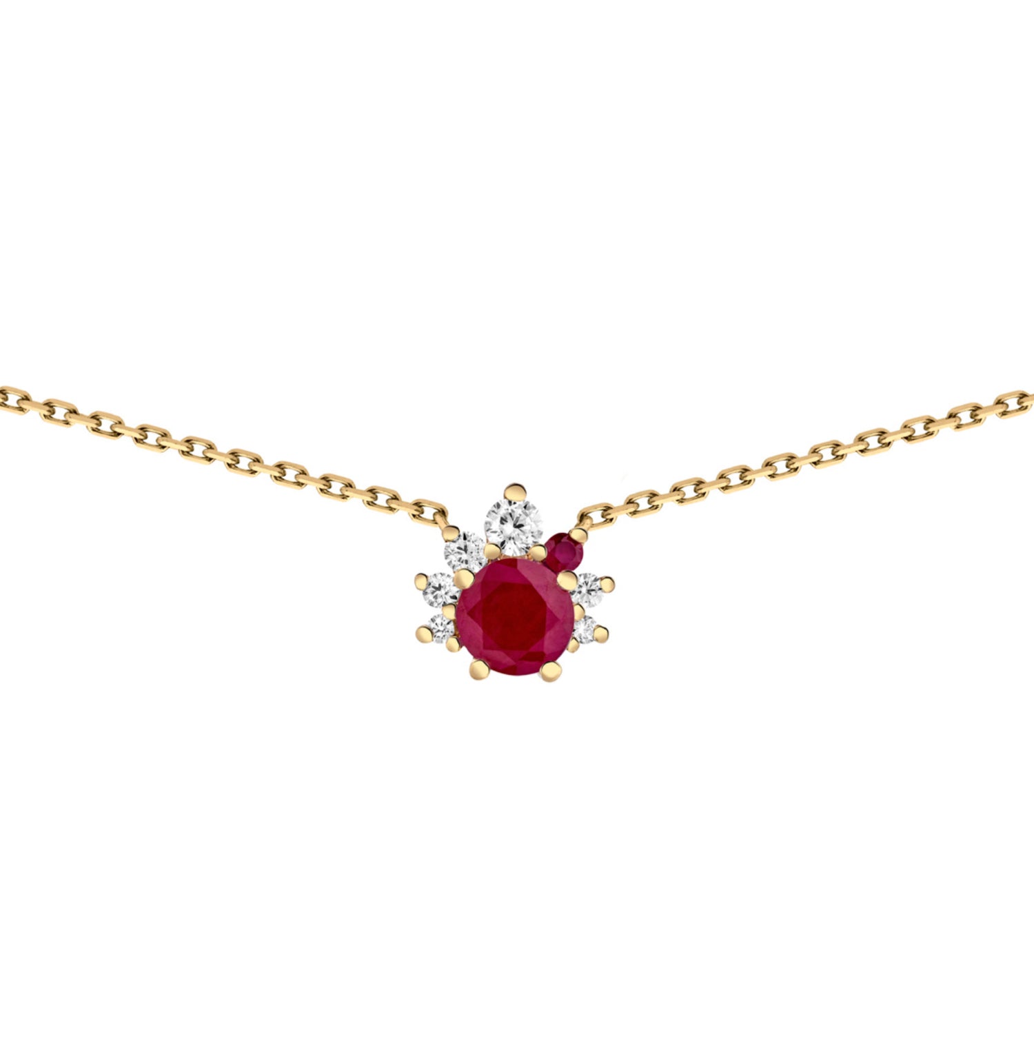 collier or rose rubis et diamants