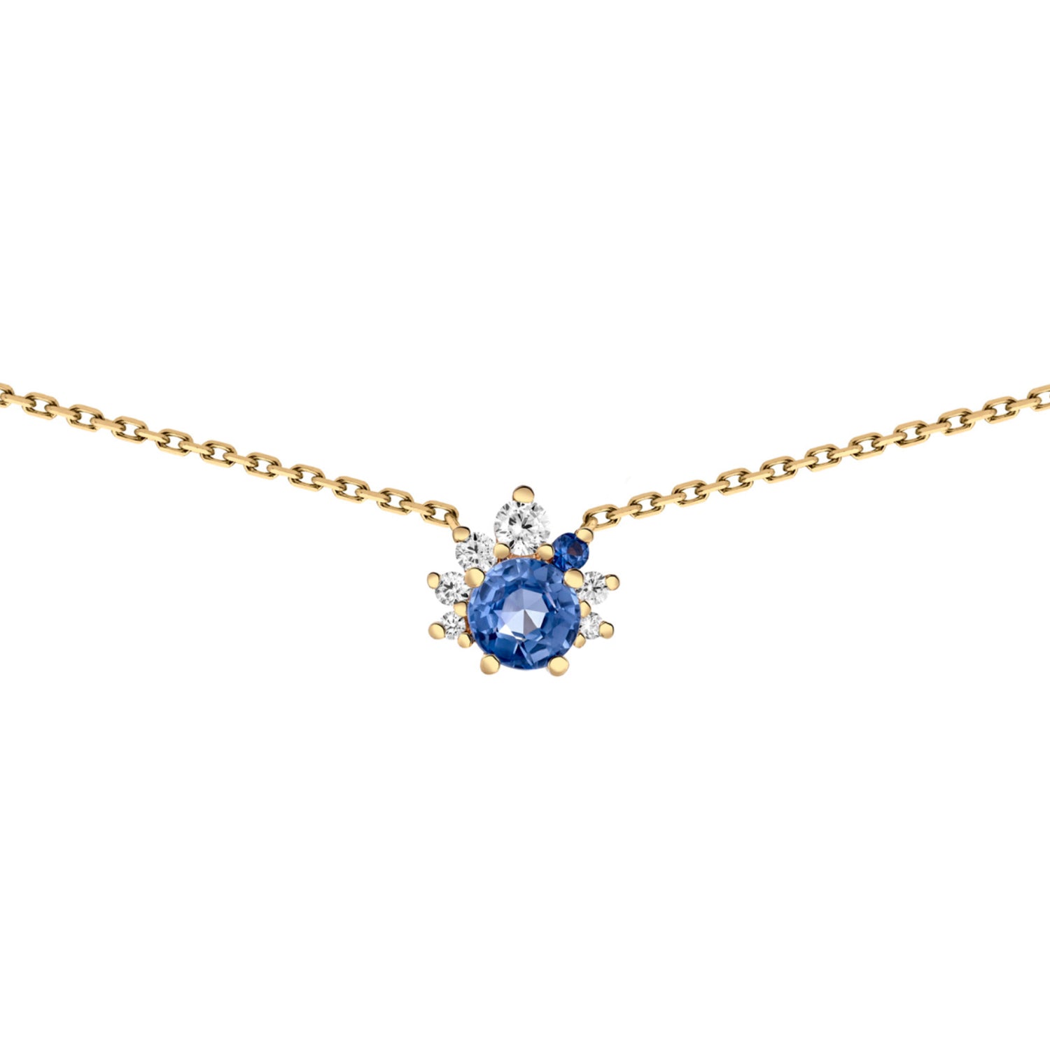 Collier or rose saphir et diamants