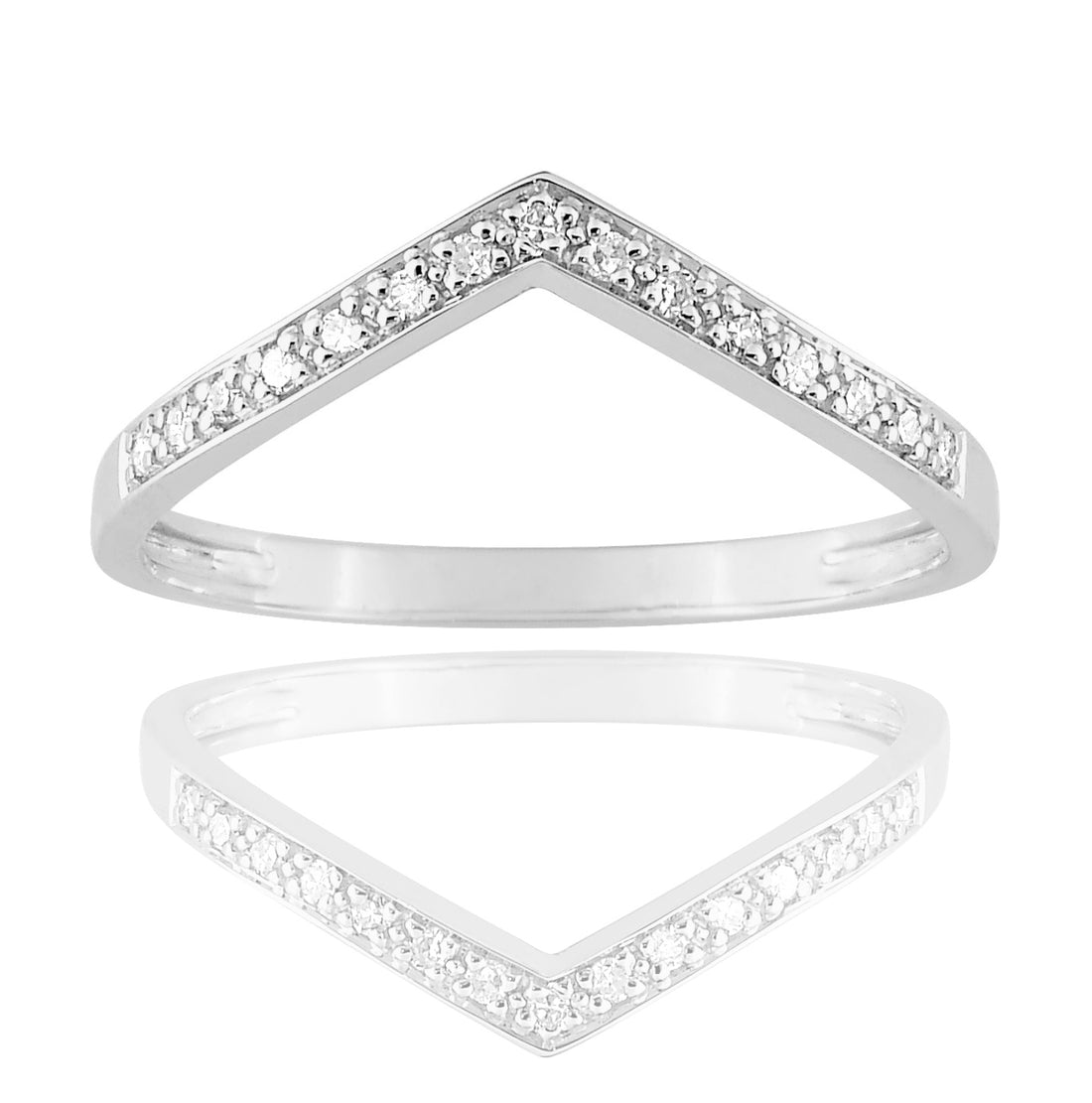 V RING SET WITH DIAMOND GRAIN - MONA