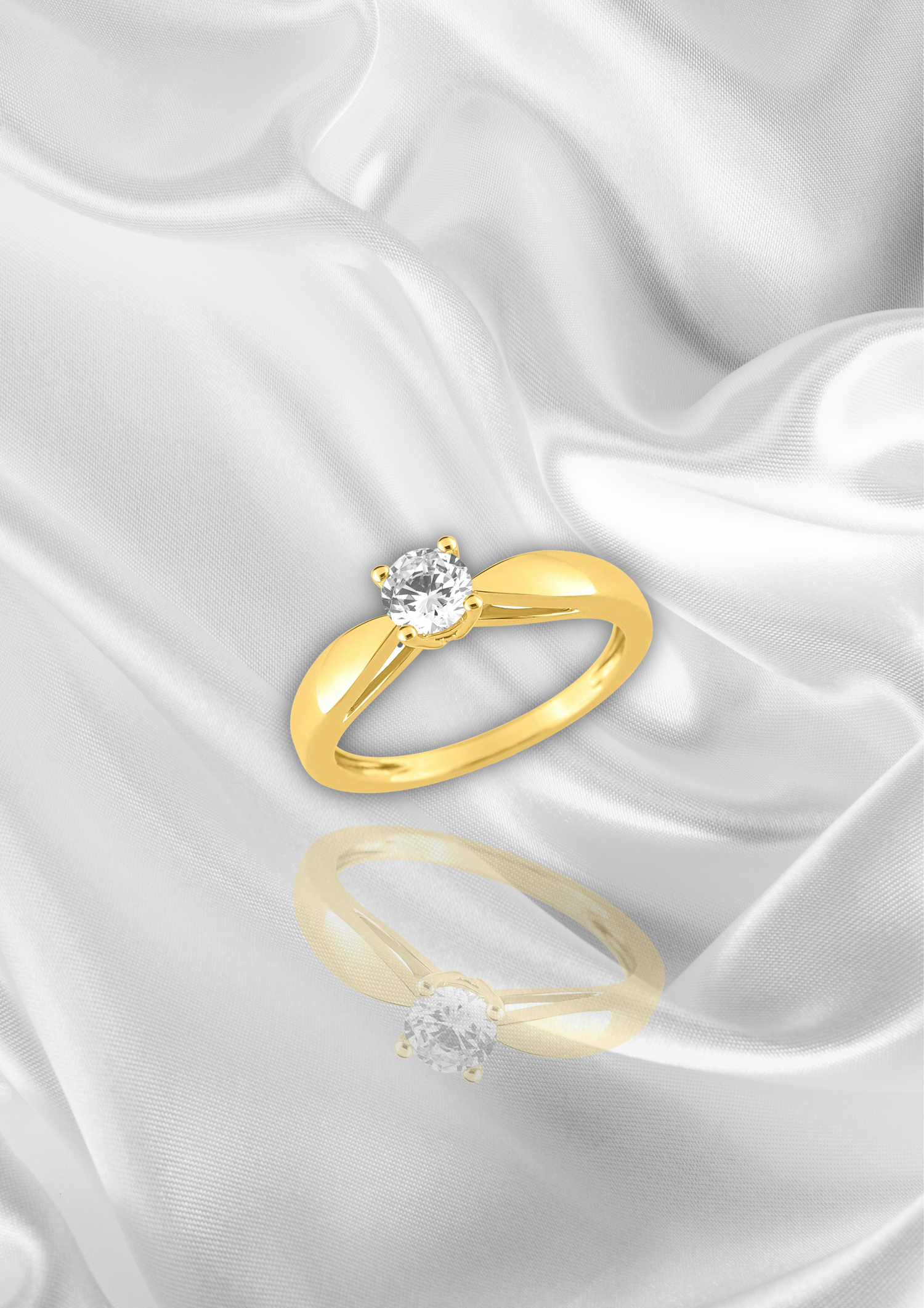 Solitaire diamant or jaune