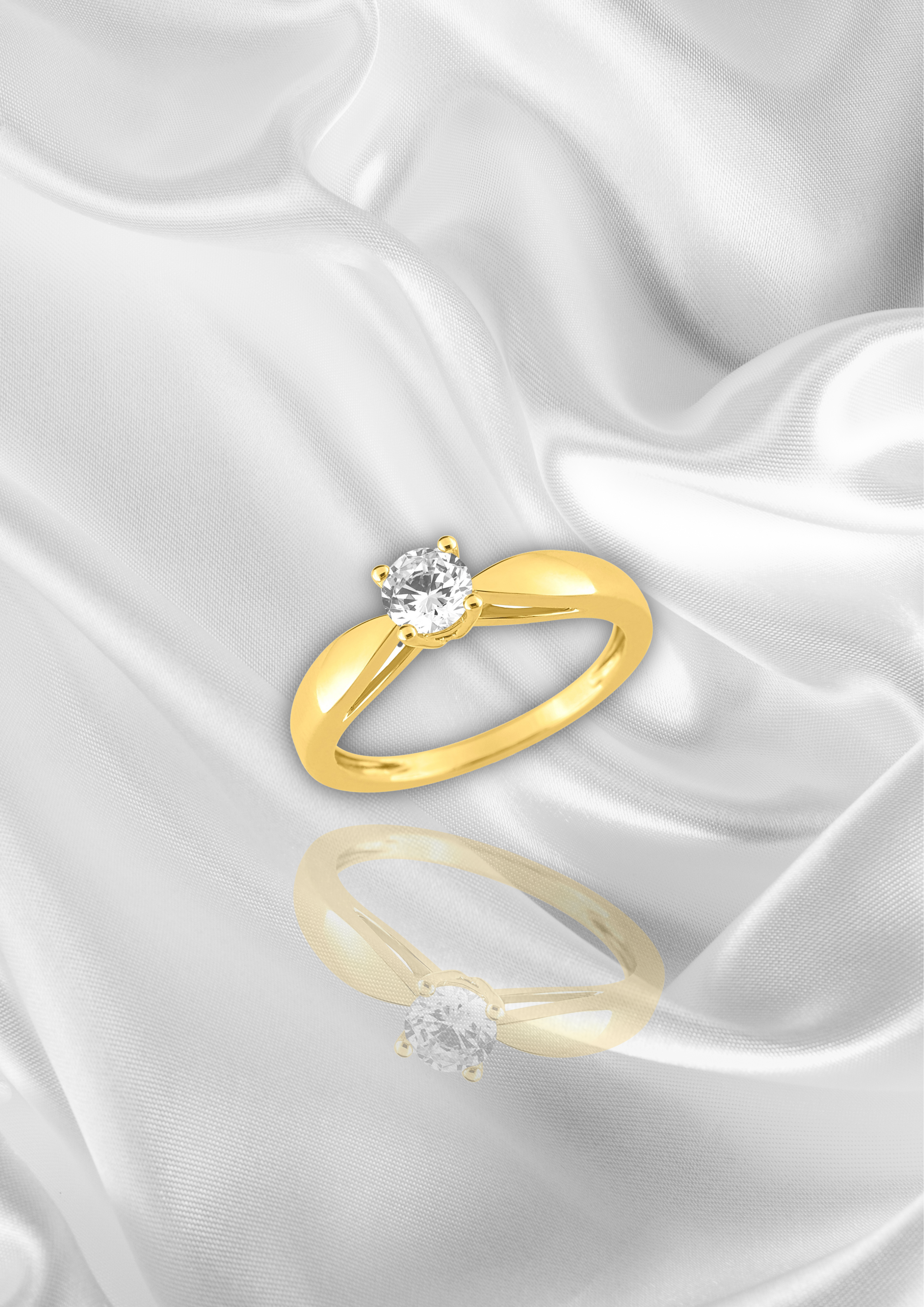 Solitaire diamant or jaune