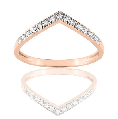 V RING SET WITH DIAMOND GRAIN - MONA