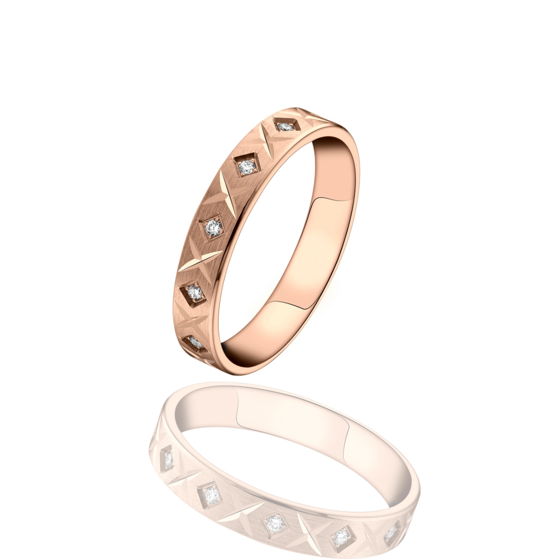 ROSE GOLD RING WITH ENCRUSTED DIAMONDS - AXEL