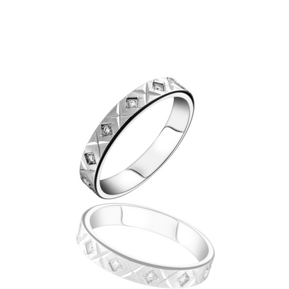 WHITE GOLD WEDDING EMBOSSED DIAMONDS - ÉLIE